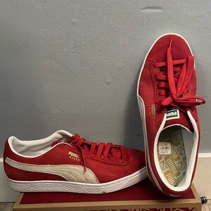 Red Puma Suede Shoes Size 10